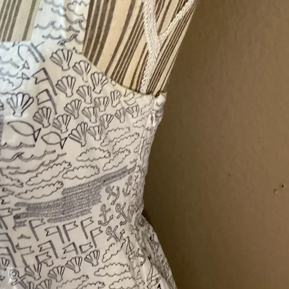 VINTAGE Navy and White Fit & Flare Dress - Picture 5 of 15